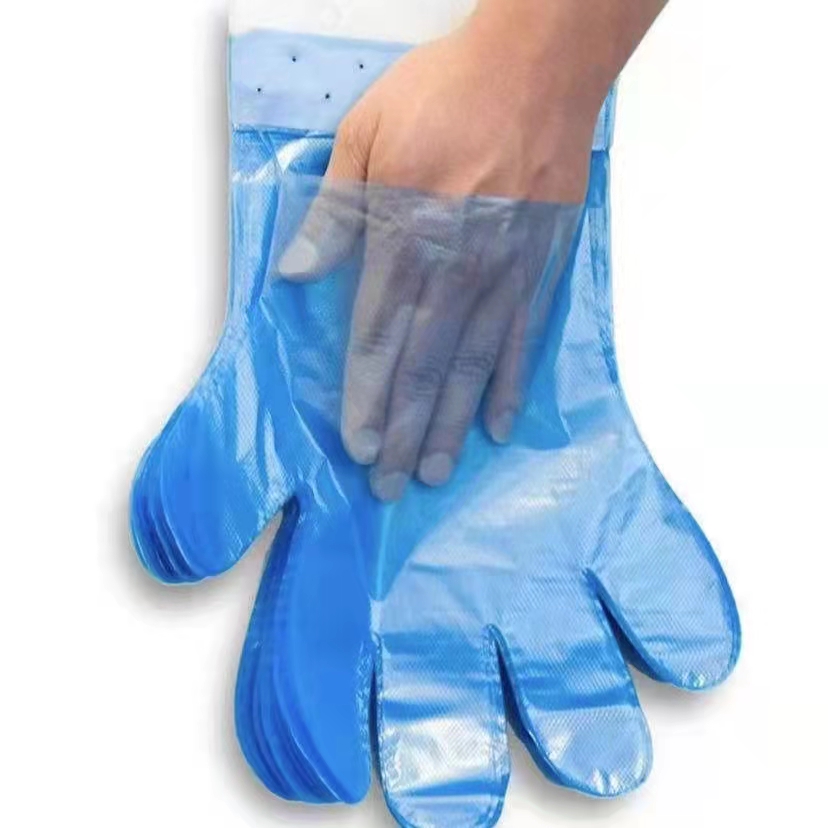 Hoch- und niedrigem Mund Poly Header Kunststoff HDPE LDPE AB -Handschuhe mit Loch